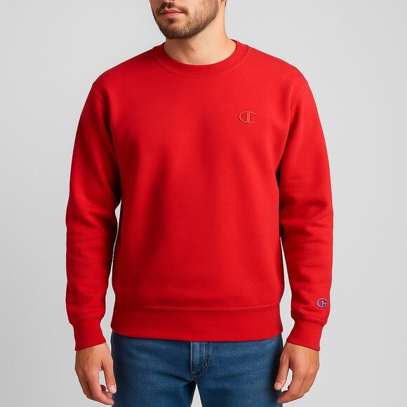 Champion Red Crewneck Sweatshirt Men’s Medium Classic Logo Pullover - Picture 9 of 9